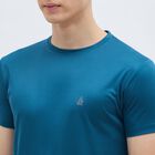 Men's Deep Midnight Blue Crew Neck Athleisure Drifit T-Shirt, Teal Blue, small image number null