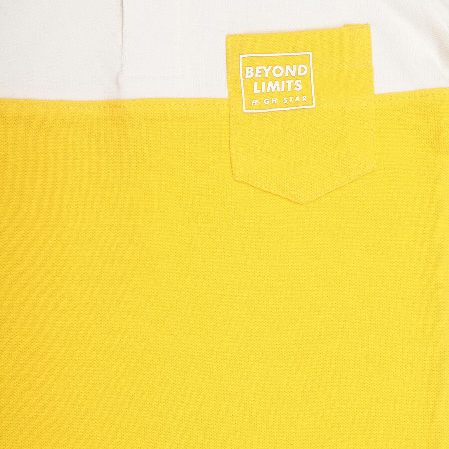 Boys Bright Yellow Cotton Polo Neck Half Sleeve T-Shirt, Yellow, large image number null
