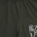 Boys' Deep Olive Green Gaming Print Cotton Blend Pyjama, ओलिव, small image number null