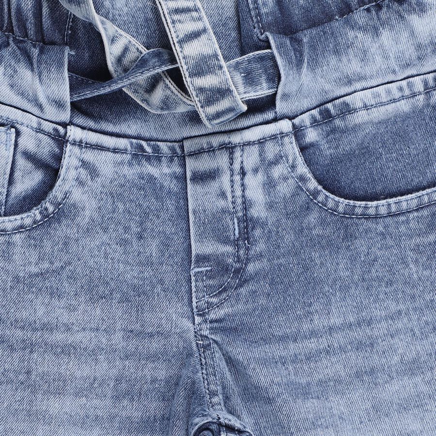Girls' Light Stonewashed Blue Flared Fit Tie-Up Jeans, Light Blue, large image number null