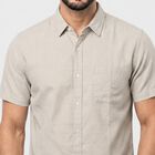 Men's Grey Spread Collar Regular Fit Shirt, Light Grey, small