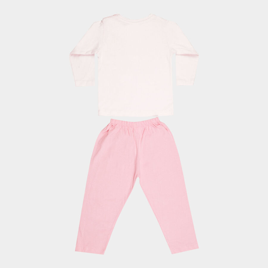 Infants Solid Cotton Night Suit, Pink, large image number null