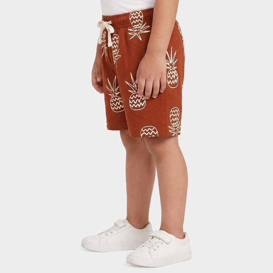 Boys Brown Regular Fit Printed Bermuda Shorts, Brown, large