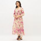 Women's Light Beige Floral Printed Ethnic Set, Purple, small image number null