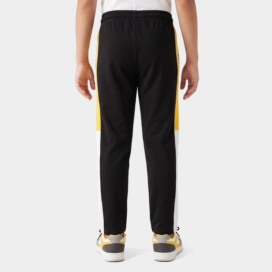Boys' Black Straight Fit Colorblocked Cotton Blend Pyjama, Black, large