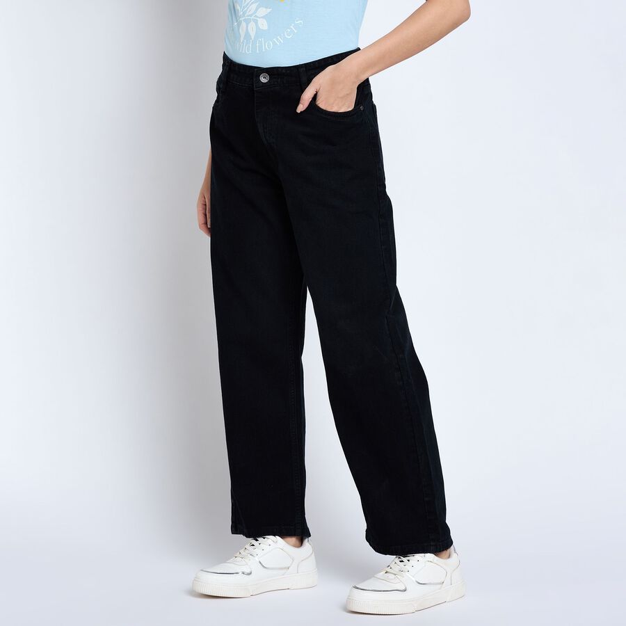 Ladies' 100% Cotton Jeans , काला, large image number null