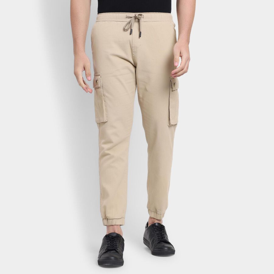 Men's Slim Fit Casual Trousers, Beige, large image number null