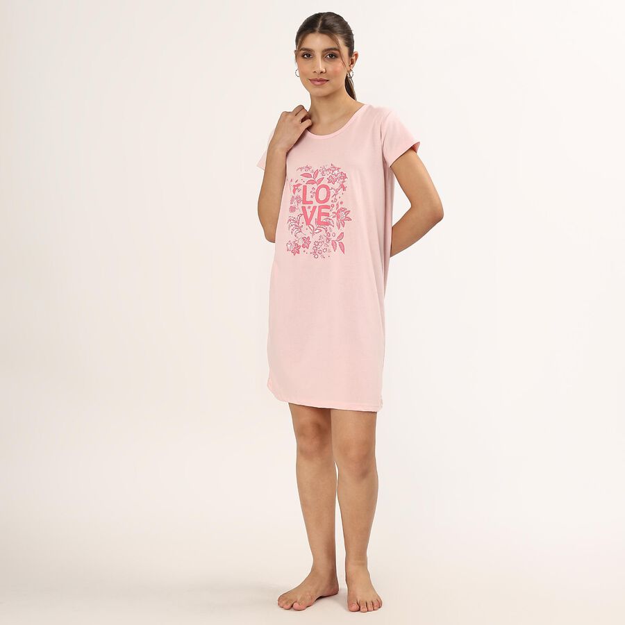 Ladies' Knee Length Nighty , Light Pink, large image number null