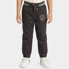 Boys' Charcoal Regular Fit Jogger Trousers, गहरा ग्रे, small