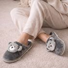 Women's Grey Slip-On House Slippers, ग्रे, small