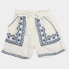 Girls White Regular Fit Casual Shorts, सफ़ेद, small
