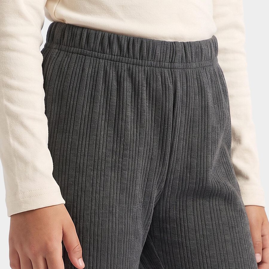 Girls' Charcoal Long Johns Thermal, चारकोल, large