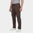 Men's Brown Slim Fit Casual Trousers, Brown, small