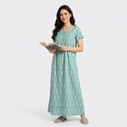 Women's Mint Green Round Neck Maxi / Gown Nighty, हल्का हरा, small