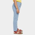 Girls' Light Blue Slim Fit Embroidered Jeans, हल्का नीला, small