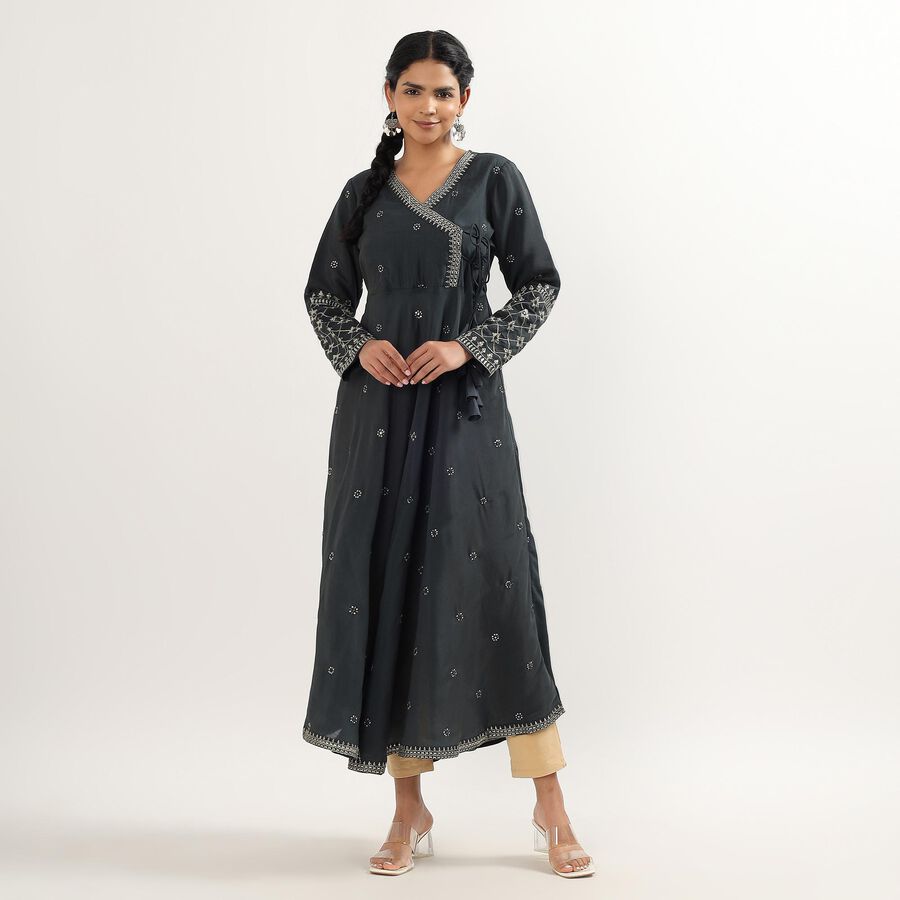 Ladies' Ethnic Set, गहरा ग्रे, large image number null