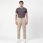 Men's Beige Slim Fit Casual Trousers, गहरा पीला, small