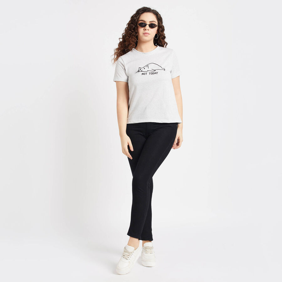 Basic Wash High Rise Skinny Jeans, काला, large image number null