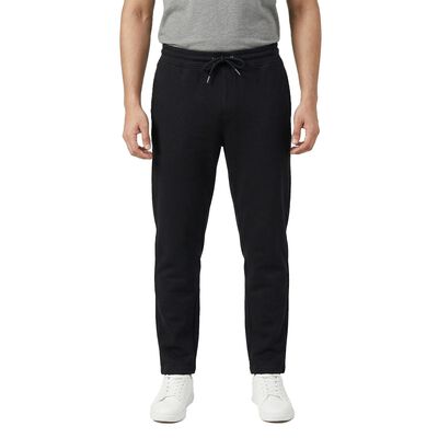 Men's Black Tapered Fit Zippered Track Pants