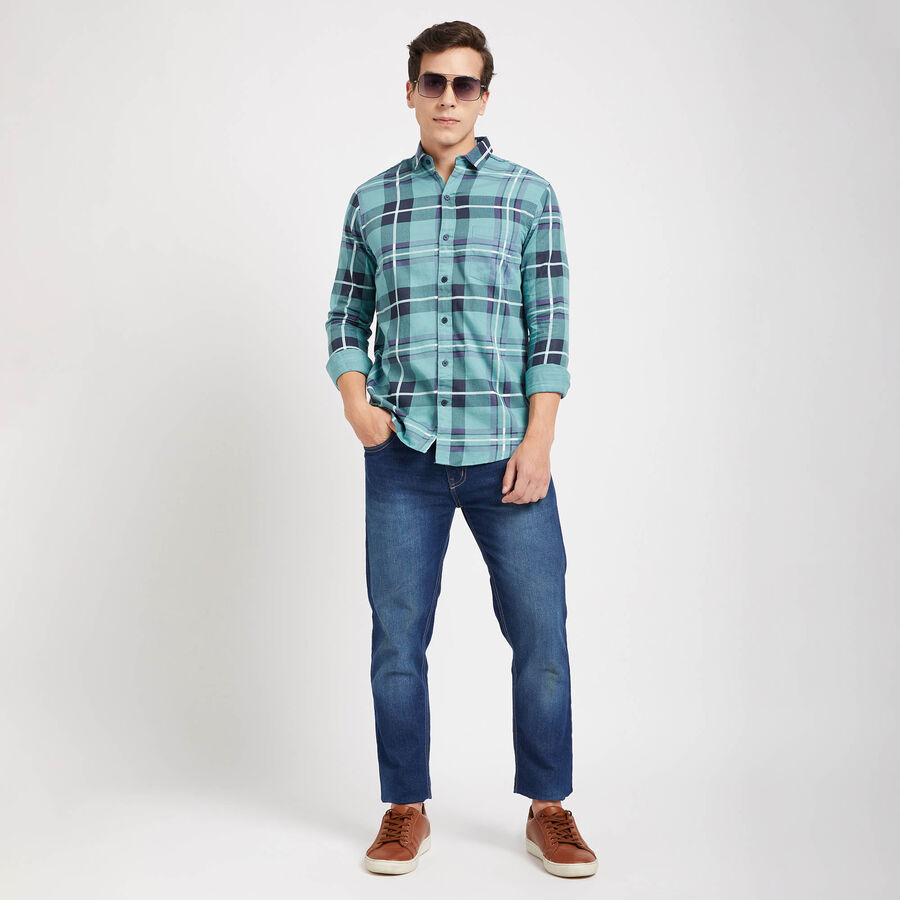 Cotton Checks Casual Shirt, Dark Blue, large image number null