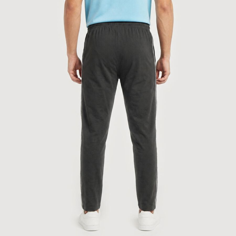 Men's Dark Grey Jogger Fit Side-Striped Track Pants, Dark Grey, large
