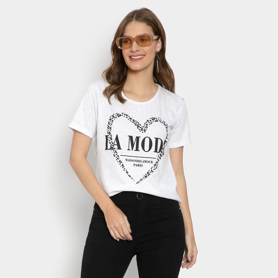 Round Neck T-Shirt, एक्रू मिश्रित, large image number null