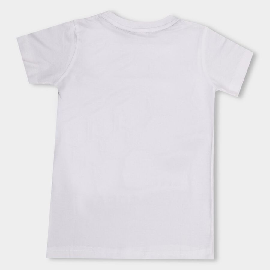 Boys' 100% Cotton Half Sleeves T-Shirt , सफ़ेद, large image number null