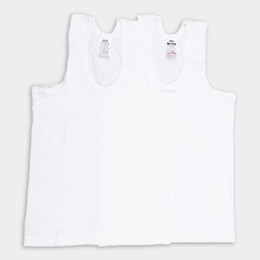 Boys' 100% Cotton Vest (Pack of 2), White, large image number null