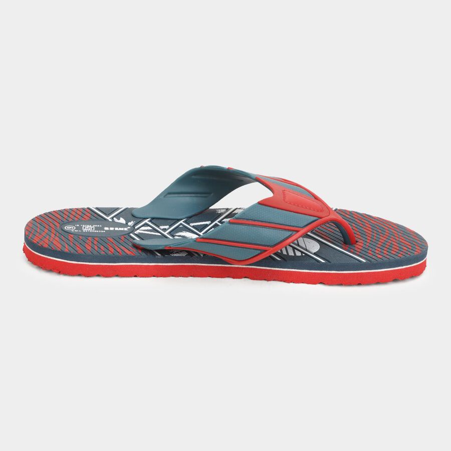 Mens Printed Flip Flops, Navy Blue, large image number null