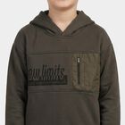 Boys' Charcoal Hoodie Neck Graphic Print Sweatshirt, Charcoal, small