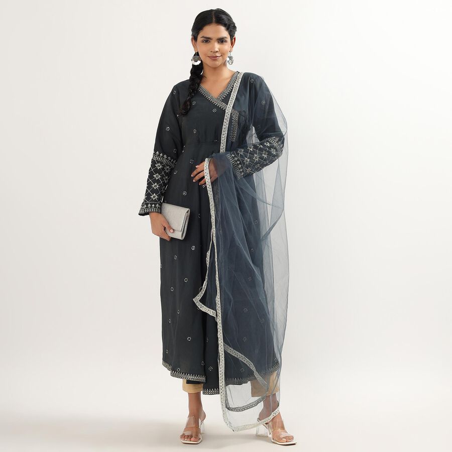 Ladies' Ethnic Set, गहरा ग्रे, large image number null