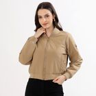 Women's Warm Beige Baseball Casual Bomber Jacket, गहरा पीला, small image number null