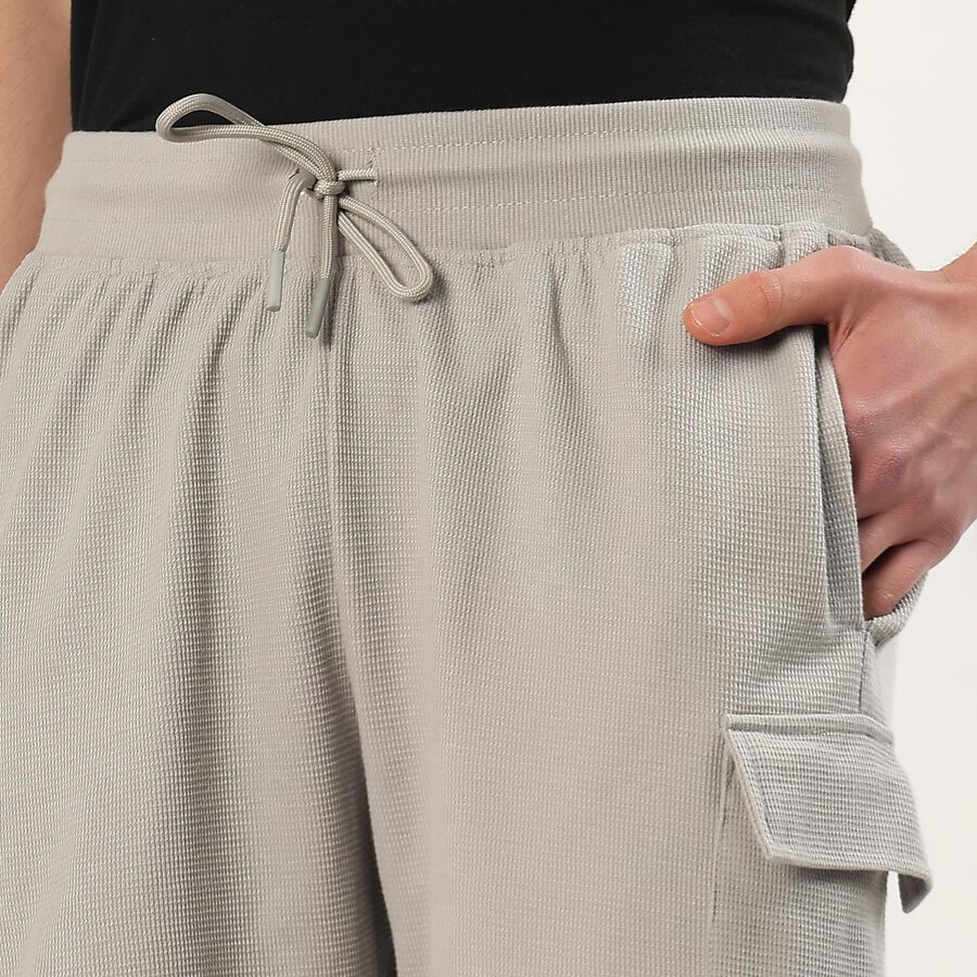 Men's Light Gray Textured Cargo Bermuda Shorts, Light Grey, large