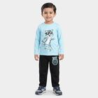 Boys Light Blue Round Neck Graphic Print Baba Suit, Light Blue, small