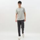 Men's Light Grey Crew Neck Athleisure T-Shirt, हल्का ग्रे, small