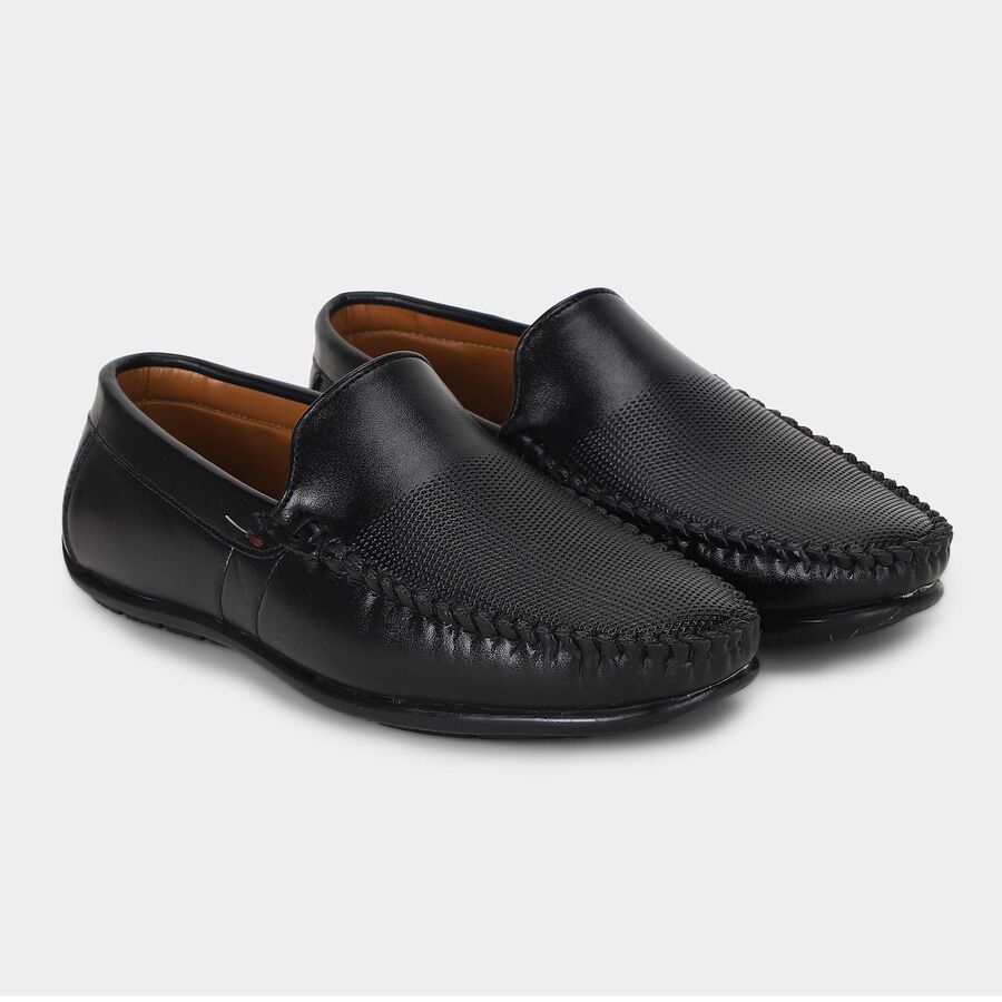Men's Black Slip-On Loafer Formal Shoes, Black, large