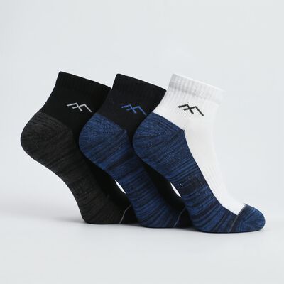 Men Regular Fit Solid Pack of 3 Socks ( Navy, White, Black )