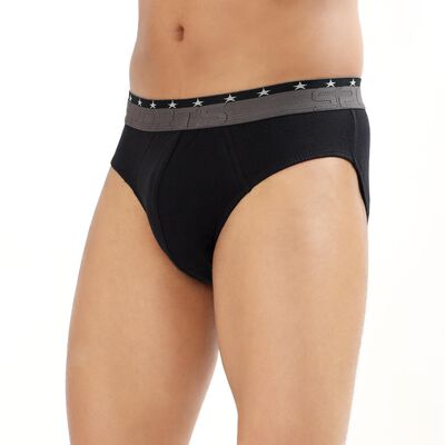 Men's Jet Black Regular Fit Sports Waistband Briefs