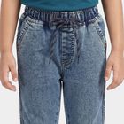 Boys' Light Blue Jogger Fit Washed Jeans, मध्यम नीला, small