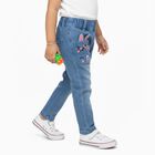 Girls' Light Blue Straight Fit Bunny Embroidered Jeans, हल्का नीला, small image number null