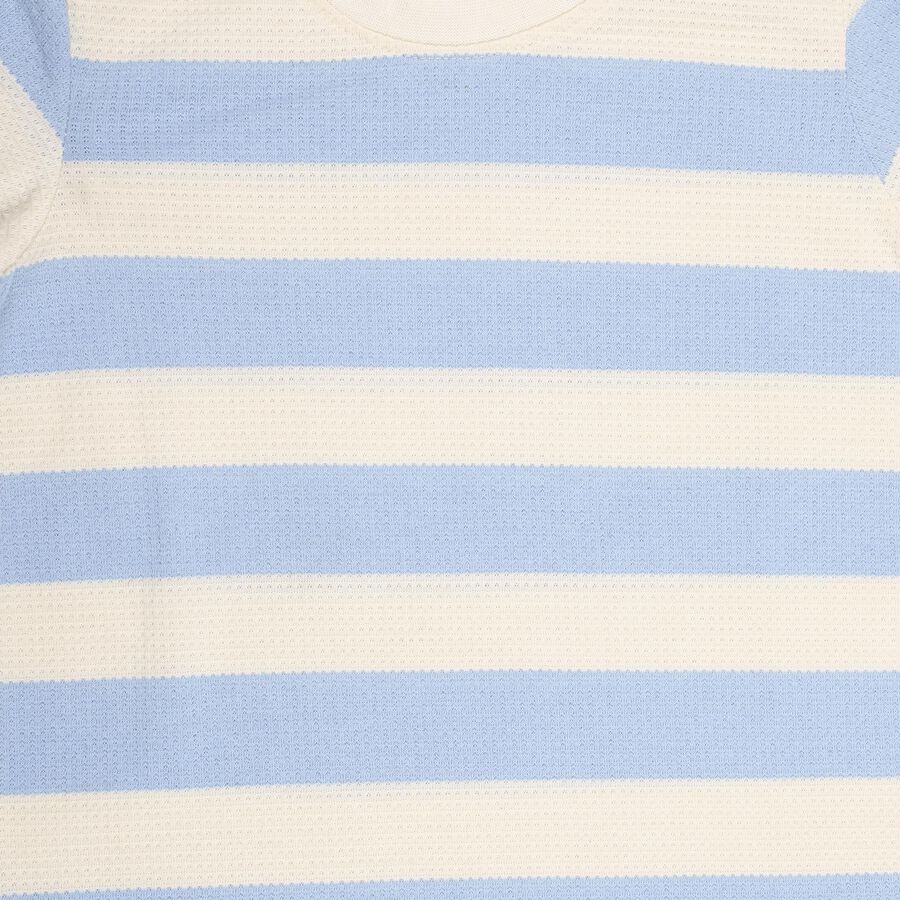 Boys Soft Powder Blue and Eggshell White Round Neck Casual T-Shirt, White, large image number null