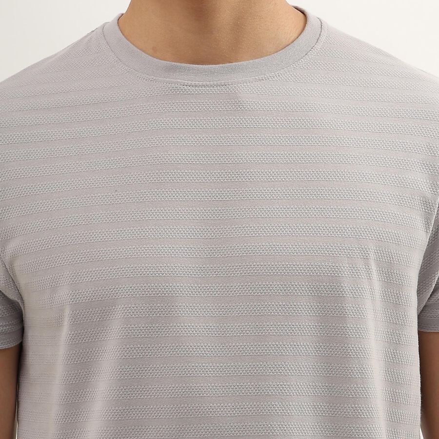 Men's Light Grey Round Neck T-Shirt, Light Grey, large