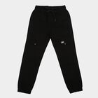 Boys' Black Regular Fit Cargo Jogger Trousers, काला, small