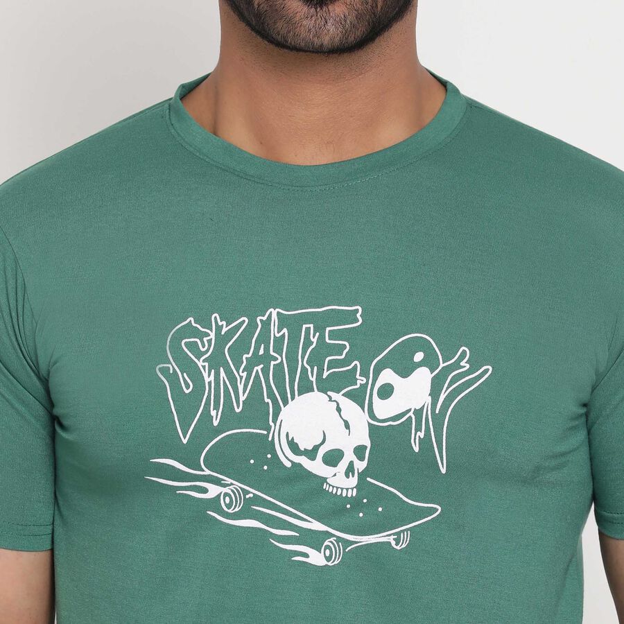Round Neck T-Shirt, Dark Green, large image number null