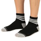 Men's Black and Grey Regular Fit Striped Ankle Socks Pack of 3, Navy Blue, small