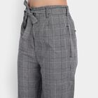 Checks Regular Fit High Rise Trousers, Black, small image number null