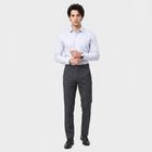 Men's Navy Blue Slim Fit Textured Formal Trousers, Navy Blue, small