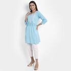 Cotton 3/4th Sleeves Empire Line Kurta, Light Blue, small image number null