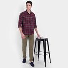Solid Slim Fit Casual Trousers, Olive, small image number null