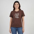 Ladies' Round Neck T-Shirt, Brown, small
